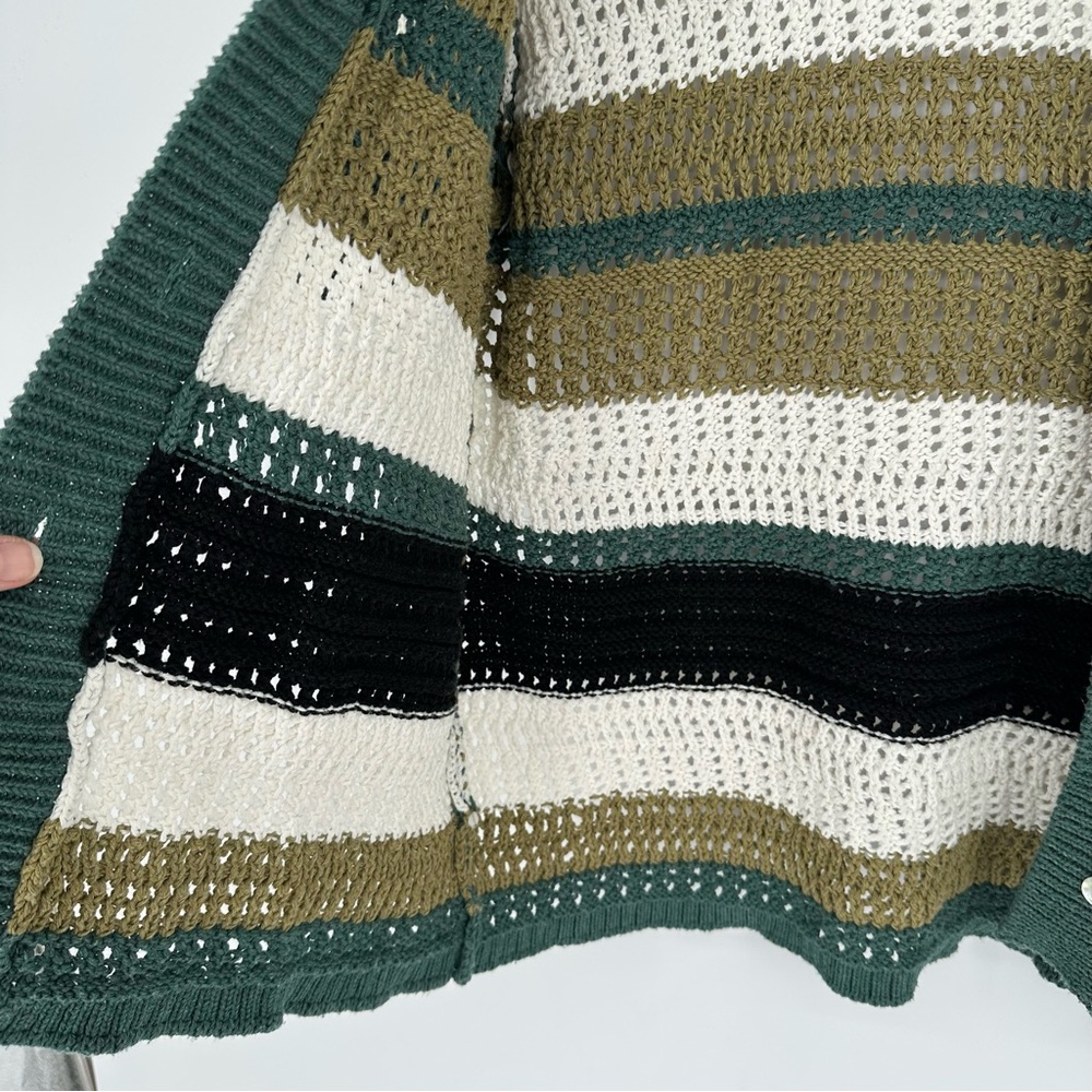 Zara Colorblock Striped Button Down Crochet Knit Polo Cardigan Sweater, Medium - Picture 11 of 14
